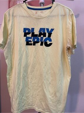 Xersion White Graphic Tee with Blue and Black Print